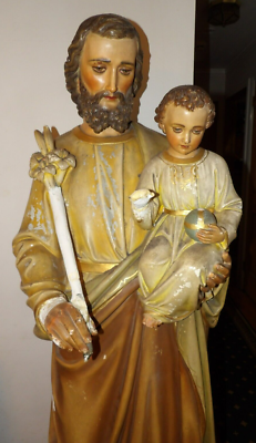 Large Vintage/Antique Lifesize Saint Joseph & Baby Jesus Church