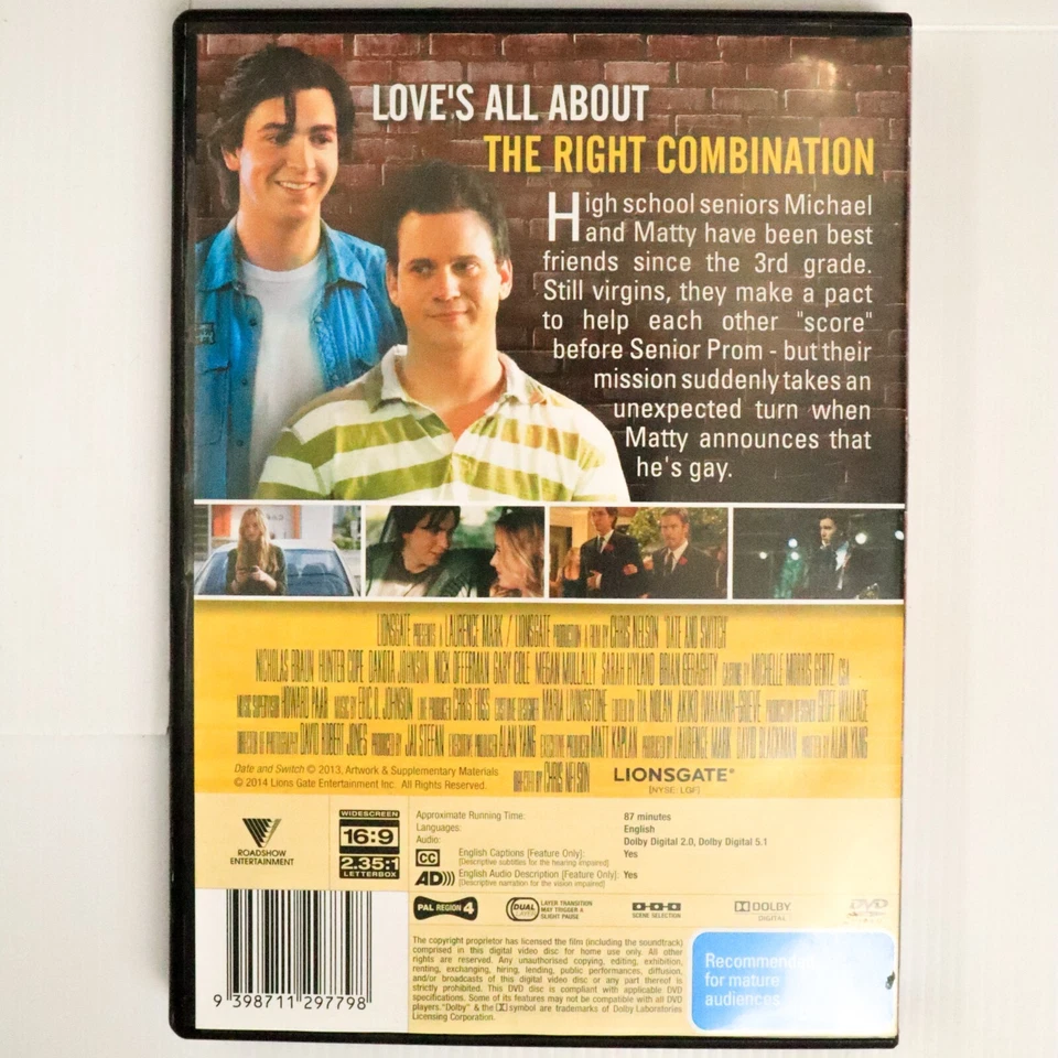Date And Switch (DVD, 2014) Nicholas Braun, Hunter Cope - Comedia Drama Romance Foto 2 de 4