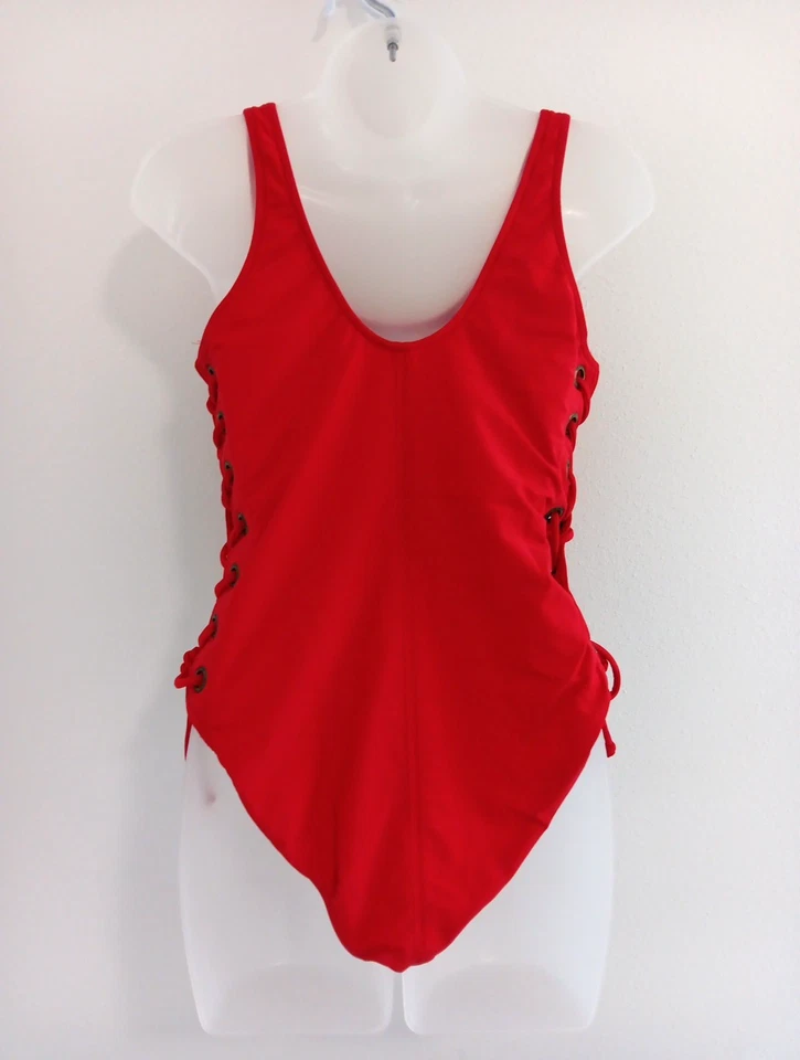 Sexy Baywatch Lados Abiertos Traje De Baño De Colección Años 80 Para Mujer Una Pieza 12 Rojo Corte Alto Foto 4 de 4
