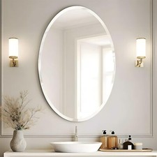20"x28" Oval Bathroom Mirror Over Sink, Beveled Polished, Frameless Wall Mirror