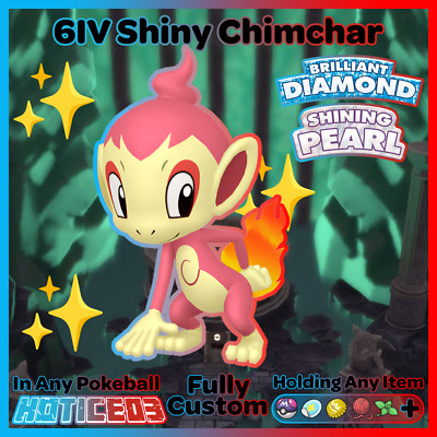  Shiny CHIMCHAR 6IV  Pokemon Brilliant DIAMOND and Shining PEARL Sinnoh Starter