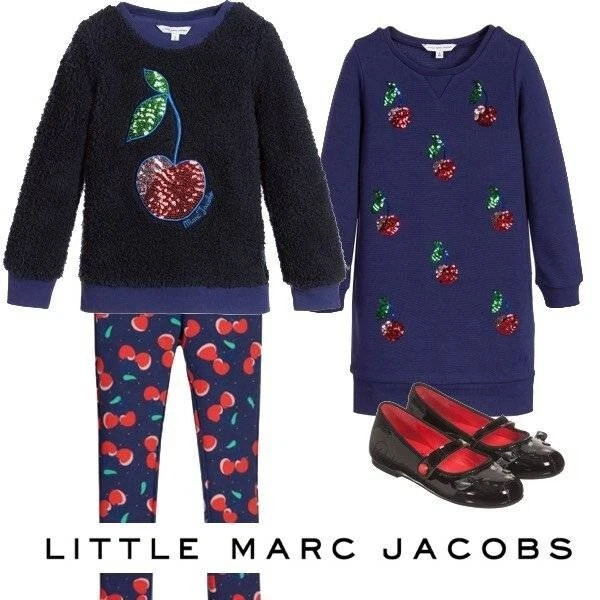 Little Marc Jacobs Sudadera Piel Polar Suéter Lentejuelas Estampado Cereza Azul Marino 5 Foto 2 de 4