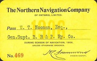 The Northern Navigation Company of Ontario Ltd Steamship Annual Pass 1906