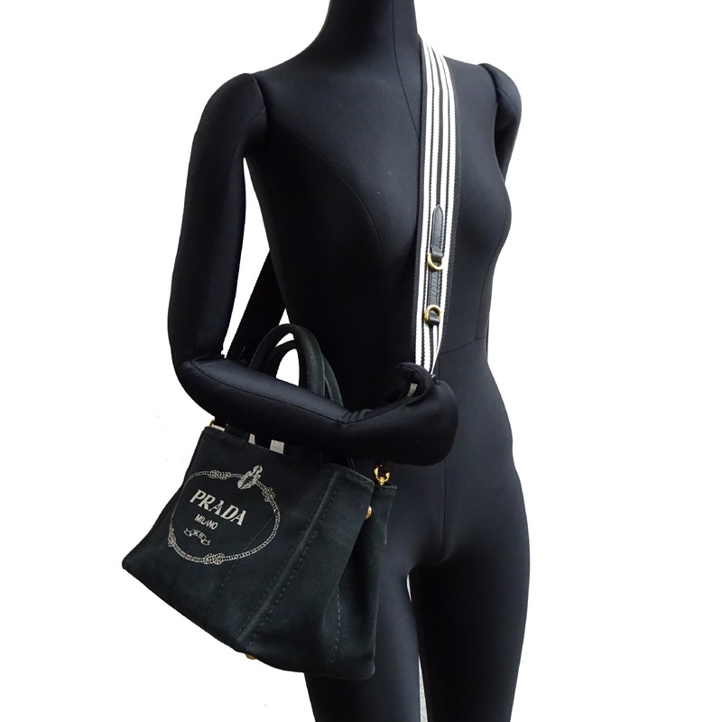 PRADA Canapa PM 1BG439 Tote Bag Canvas NERO (Black) Ladies DH91421 from japan thumbnail 9
