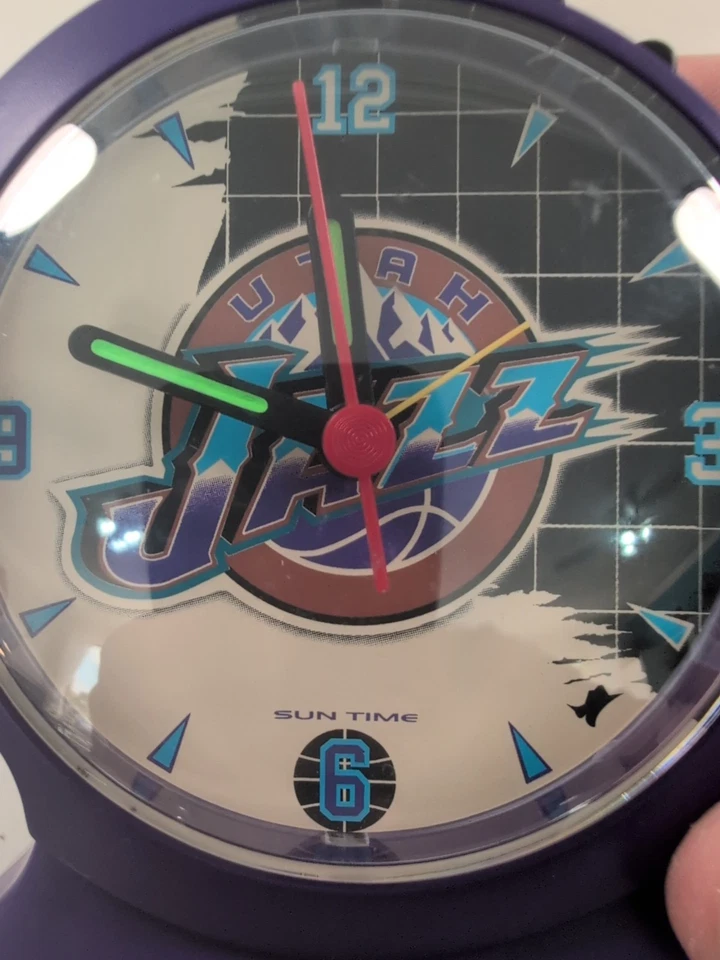 NBA Utah Jazz Gripper Sun Time Ergonomic Alarm Clock Glow Hands Purple - Image 2 of 4