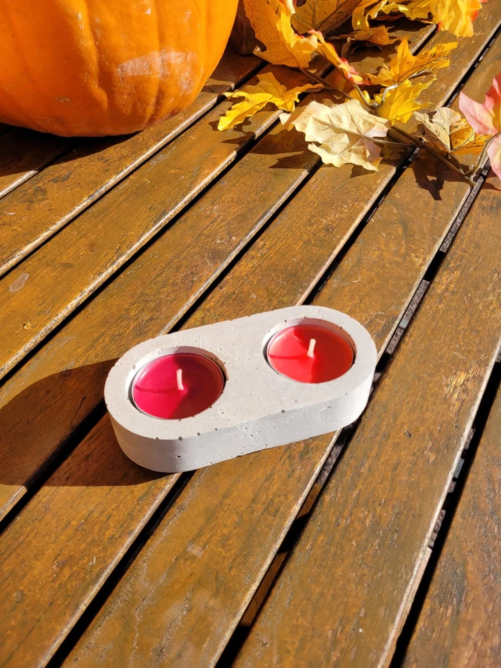 Beton Kerzenhalter 2er handgemacht grau modern | Minimalistischer Teelichthalter - Bild 2 von 4