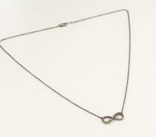 925 Sterling Silver Genuine Natural Diamond Infinity Symbol Necklace 18"