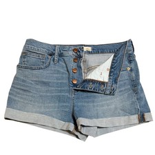 Madewell High Rise Button Fly Denim Shorts Light Wash Cuffed Size 29