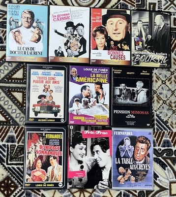 Lot Of 10 FRENCH language PAL Region 2 DVD Movies De Funes Bourvil Fernandel