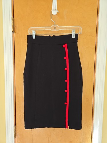 Rock Steady Sexy Pencil Skirt Black With Red Accents Size M Womens USA Made