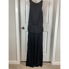 NWT GAP Black Sleeveless Tank Maxi Dress Gathered Waist Stretch Women's Medium M