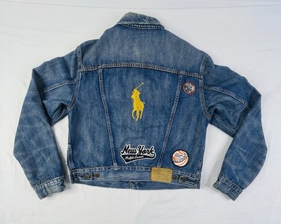 Ralph Lauren Polo Patch Denim Trucker Jacket Size M Upcycled