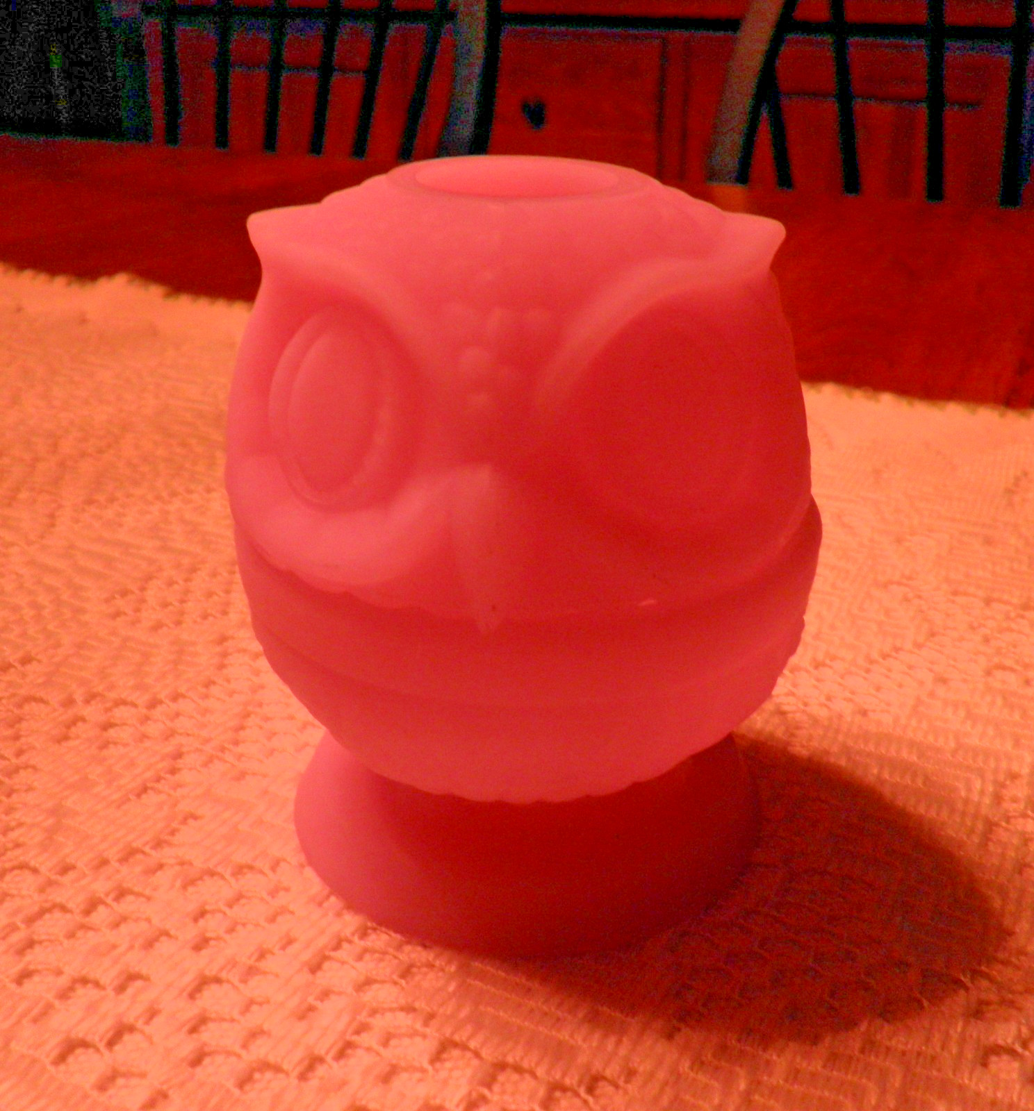 Vintage Fenton Lavender Satin Glass  Owl Fairy Lamp