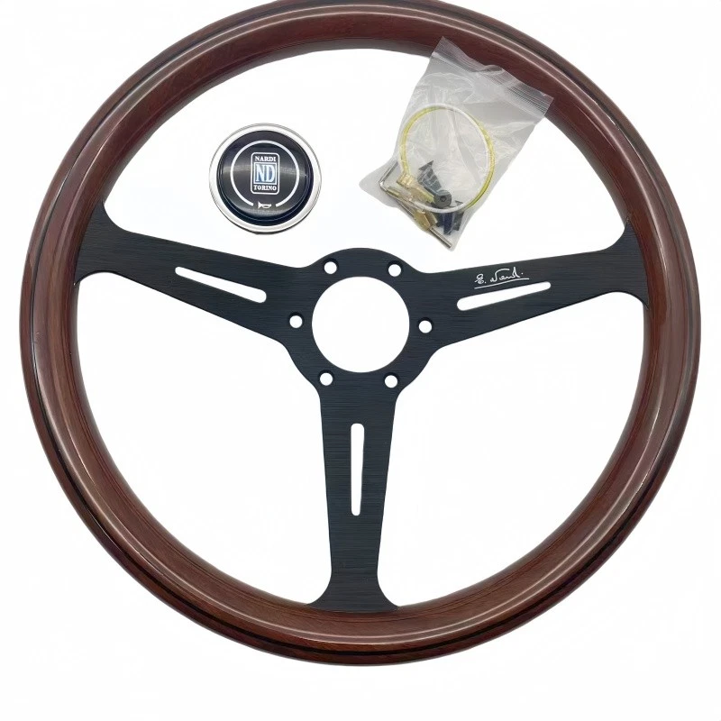 NARDI ND Classic 360mm Steering Wheel Mahogany Wood with Black Spokes Brand New Foto 3 de 4