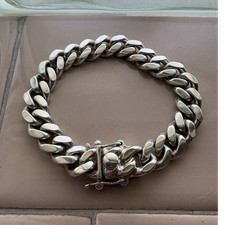 925 Sterling Silver Cuban Link Chain Bracelet...
