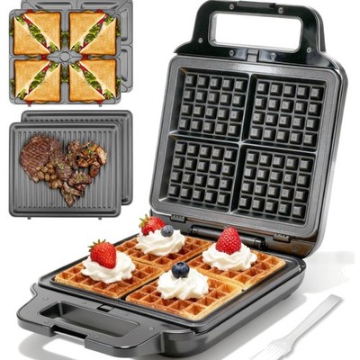 Belgian Waffle Maker with Removable Plates, Waflera Electrica, Large Waffle I...