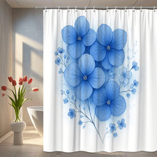 Beautiful Blue Floral Shower Curtain for Stylish Bathroom Decor 260303