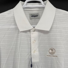 Straight Down Performance Pebble Beach Golf Polo Shirt White Striped XXL NWT