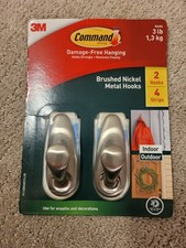 Command Brushed Nickel Wall Hooks, 2 Coat Hoo...