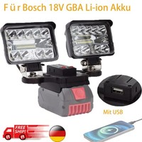FüR Bosch 18V Gba Li-Ion Akku Led Doppelkopf-Arbeitsleuchte Mit Usb Scheinwerfer