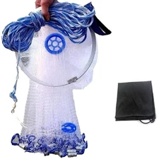 Cast Fishing Net with Aluminum Frame 0.8 inch Mesh 7.8-13.8 ft Diameter