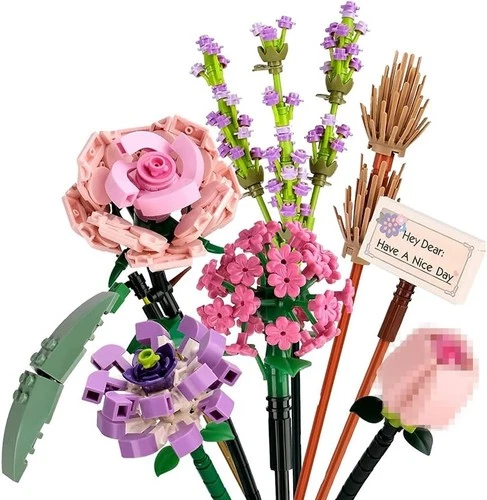 NEW!FULL SET Flower Bouquet 7 Stems Building Kit Botanical Collection 547 pieces