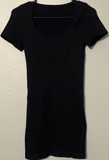  OQQ Women's Mini Dresses Sexy Ribbed Short Sleeve Square Neck Bodycon Medium