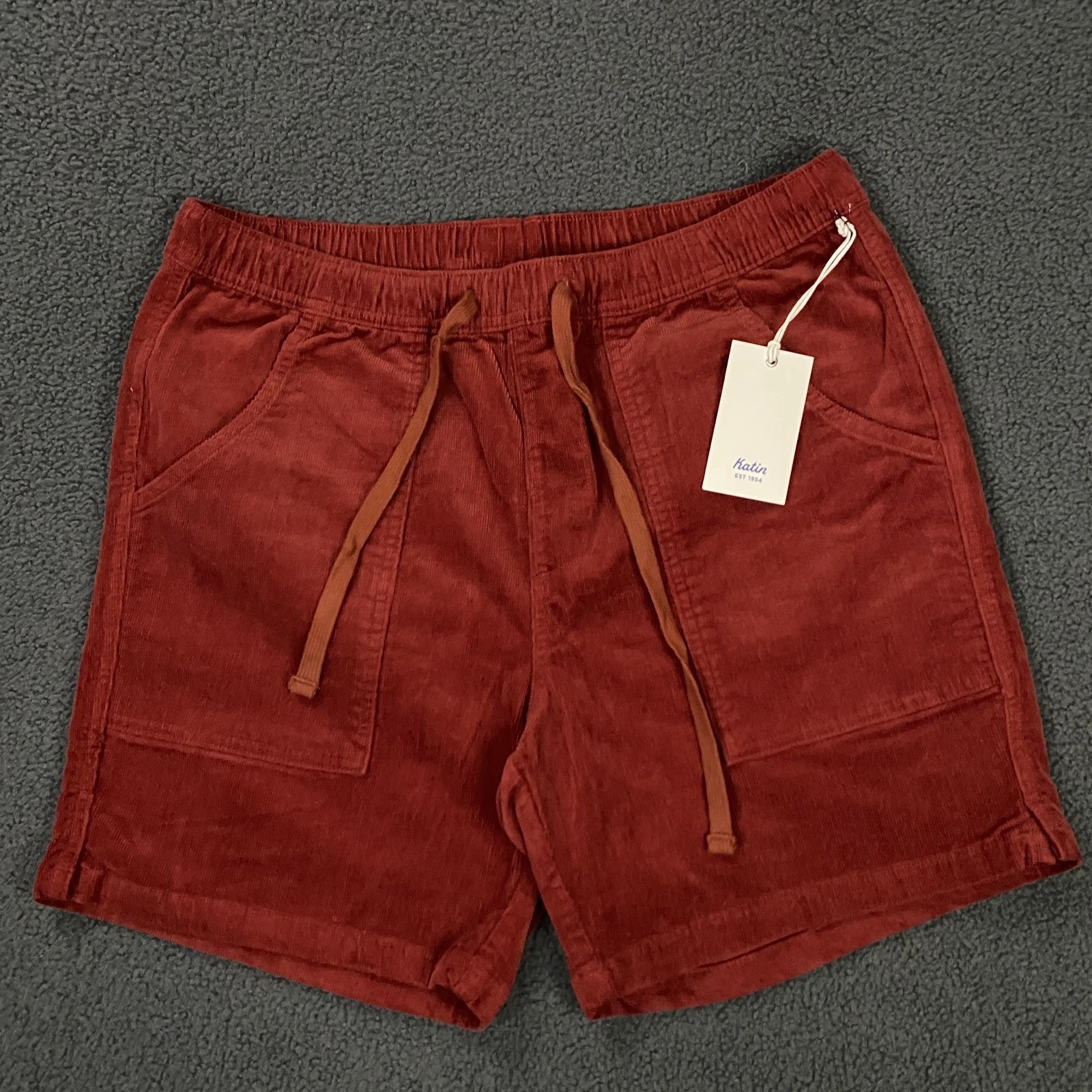 Katin Corduroy Trails Short Mens Medium Red Drawstring Surf Beach NWT