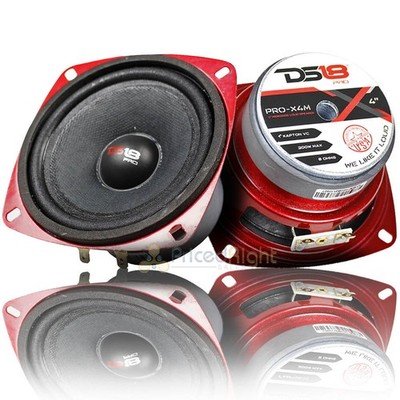 2 Pack DS18 4'' Midrange Loudspeaker 200 Watts Max/100W RMS Car Audio PRO-X4M
