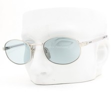 Prada Sunglasses SPR B53 1BC-40N Shiny Silver on Clear Azure Blue with Case NWT