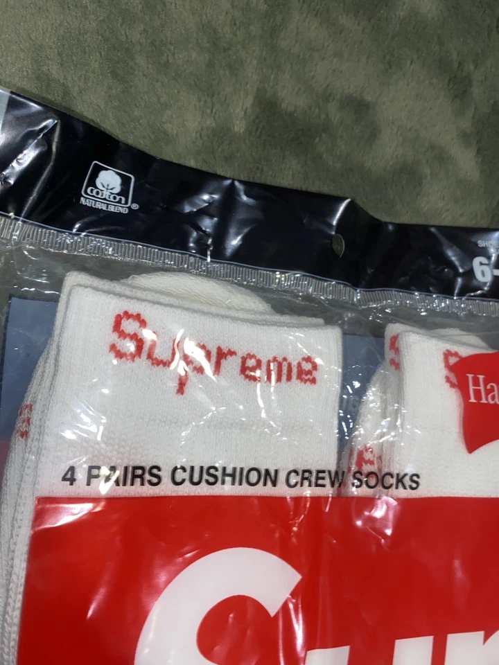 Calcetines Supreme X Hanes Crew - Blancos, Pack de 4, Talla 6-12 Foto 4 de 4