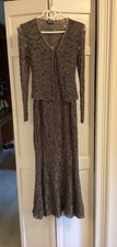 Bisou Bisou mother of bride gray lace long 2 piece formal dress size S