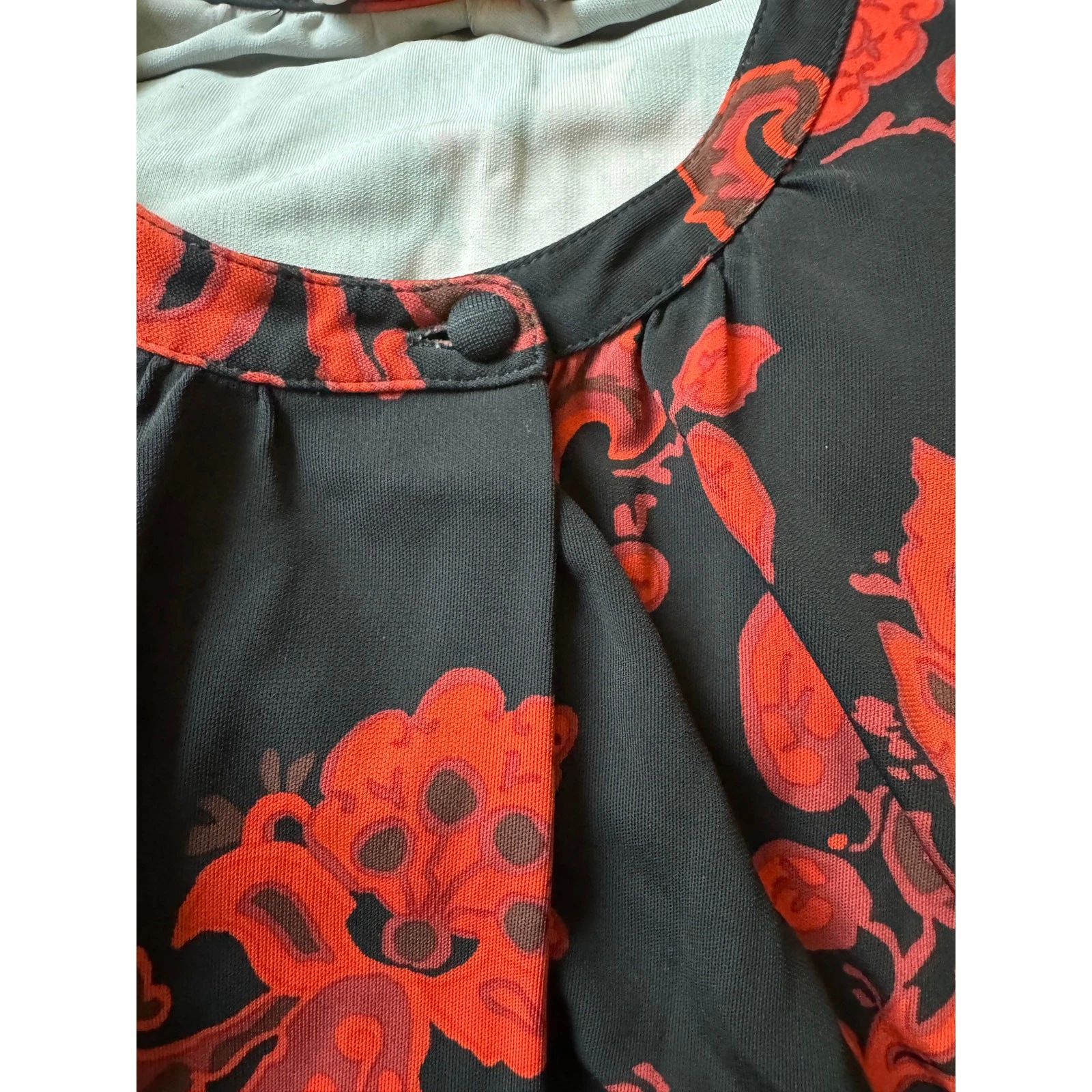 Tory Burch Abito lungo midi nero + rosso stampa floreale Taglia S