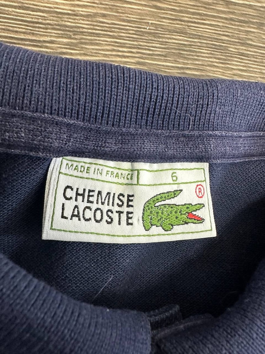 vintage Lacoste chemise Mens Polo Long Sleeve made in france navy