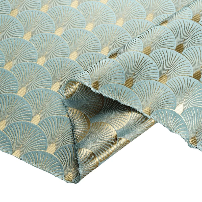 Tela de Vestido Cheongsam Brillo Brillante Brocado Hoja de Ginkgo en Forma de Abanico Jacquard Foto 4 de 4