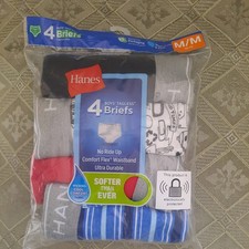 New Hanes Boys M 10-12 Tagless No Ride Wicking Cool Briefs Multi-Colors New