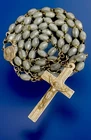 Vintage Catholic Geometric Gray Milk Glass Rosary, Silver Tone Crucifix France