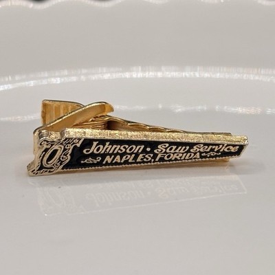 Johnson Saw Service Gold Tone Tie Bar/Clip, Rectangular, 1.5 in