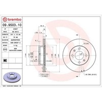 Bremsscheibe Brembo 09.9503.10 Prime Line FüR Hyundai Kia Naza Inokom