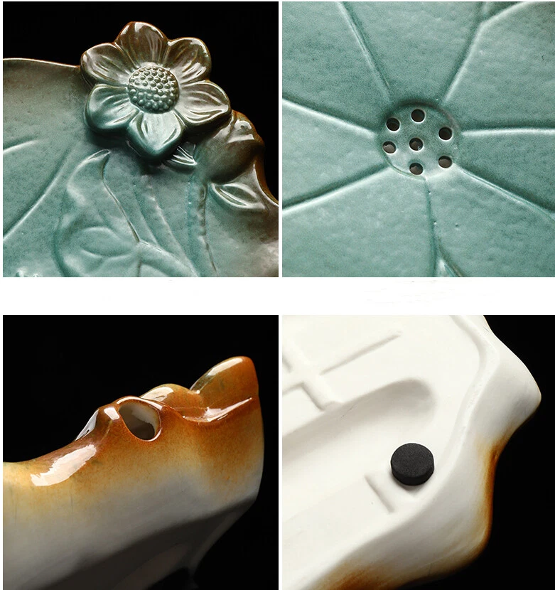 Plato de té de cerámica Loto tallado pescado bandeja de té para olla taza depósito bote de té nuevo Foto 3 de 4