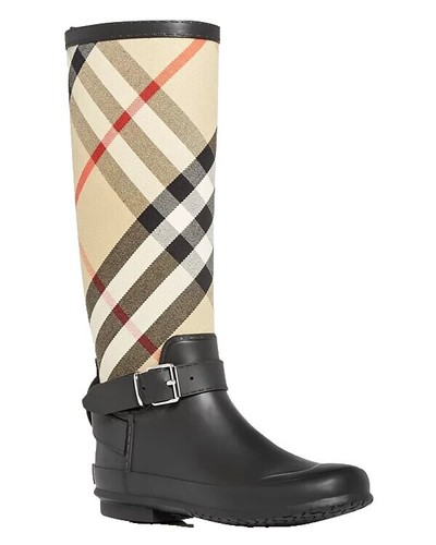 BURBERRY Yellow Check Drawstring Pillow Padded Snow Boots NEW WITH