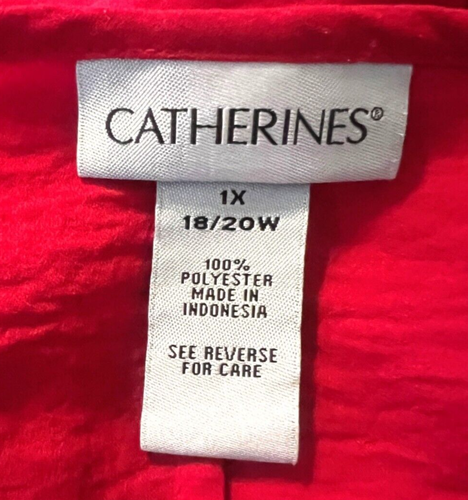 Catherines Womens Tunic Blouse Shirt Top Size 1X Red Flounce Layered 3/4 Sleeve - Picture 7 of 7