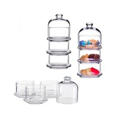 Patisserie Basic Set 3 stapelbare Behälter mit Kuppel Glas Serie Villa