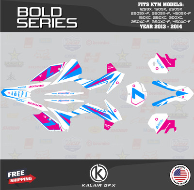Graphics Kit for KTM 125SX, 150SX, 250SX (2013-2014) Bold Series - Cyan Magenta