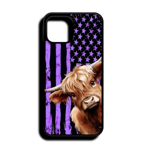 Cute Highland Cow Purple Flag Phone Case Durable Shockproof Protective - Picture 7 of 9