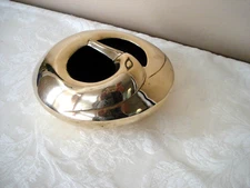 Vintage Solid Polished BRASS Sleeping Duck Ashtray, EUC