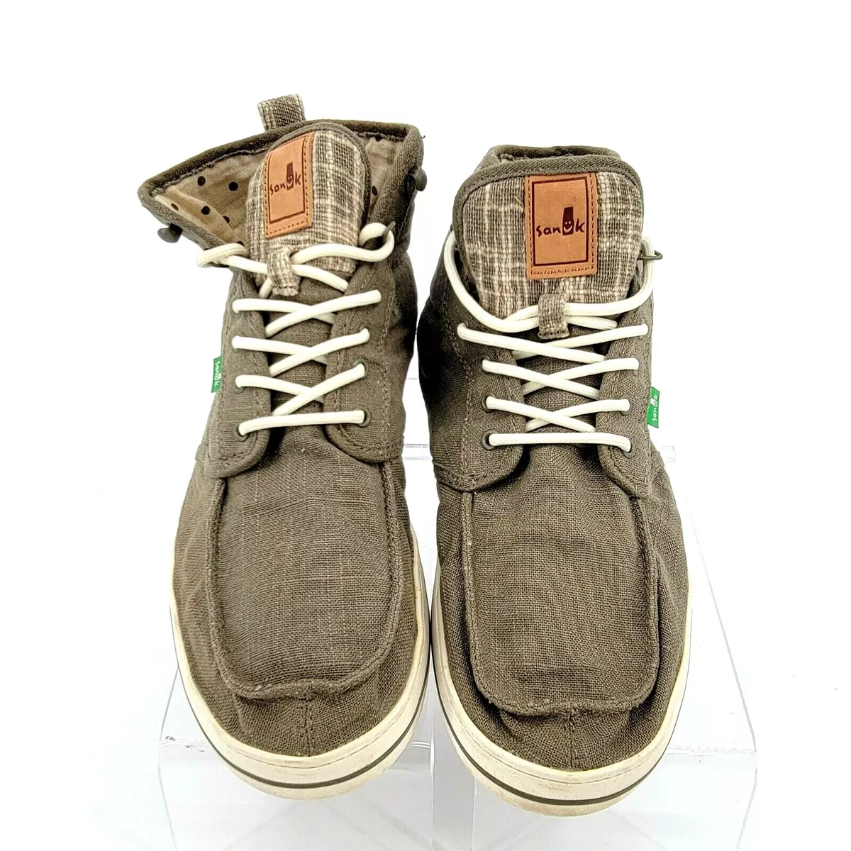 Sanuk High Top Shoes Sneakers 10 US/43 EU Greenish/Beige Casual Lace Up