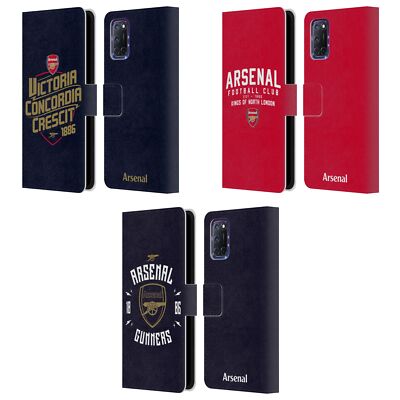 OFFIZIELLE ARSENAL FC TYPOGRAPHIE BRIEFTASCHE HUELLE AUS LEDER FÜR OPPO HANDYS