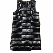 Kensie navy silver striped sleeveless dress Women’s large Career Work Casual