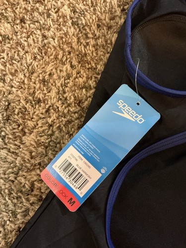 Speedo One Piece Swimsuit Medium Blue Harmony Color block New With Tags - Picture 9 of 9